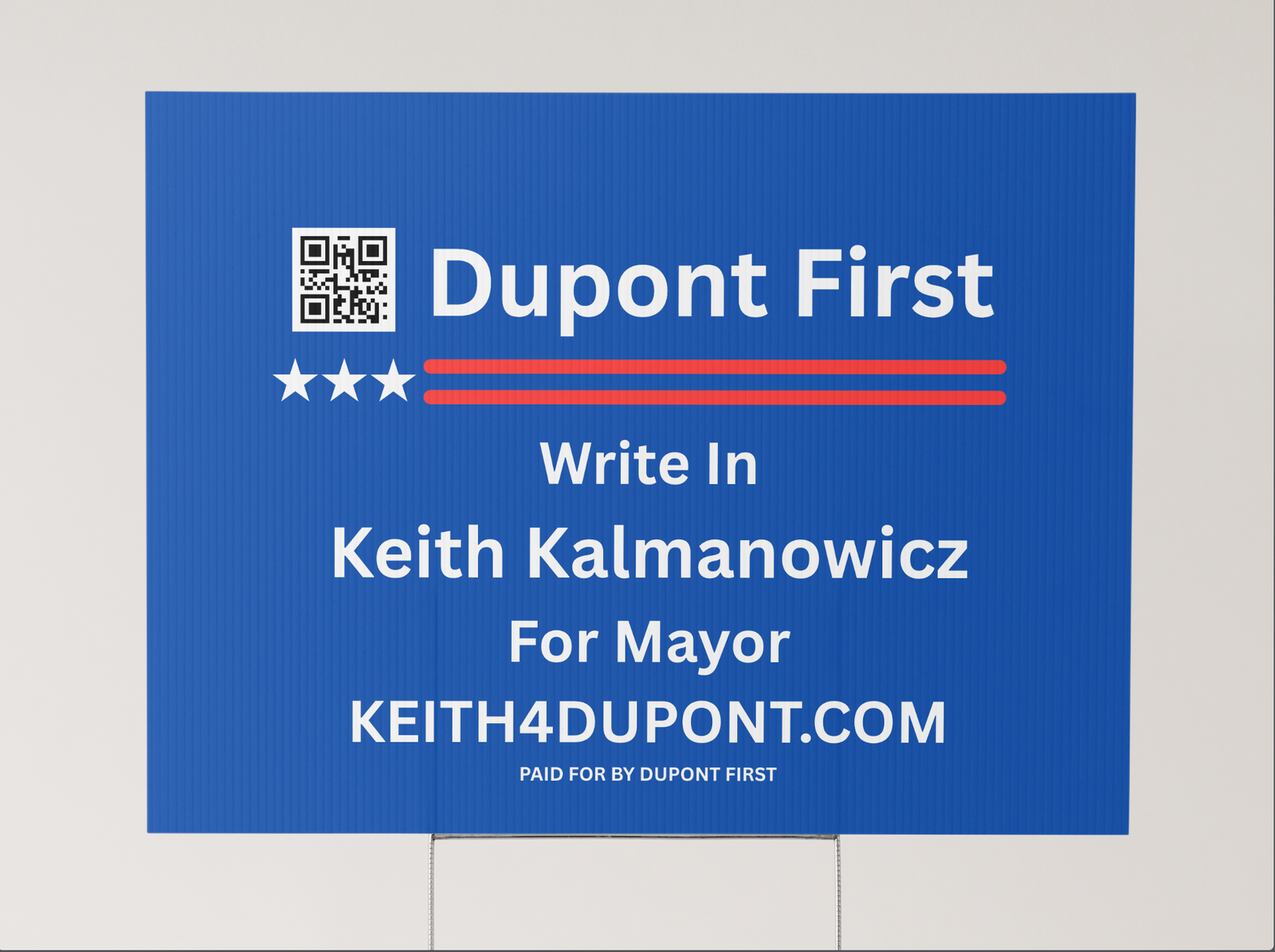 Dupont First – Write In Keith Kalmanowicz Yard Sign - Image 2